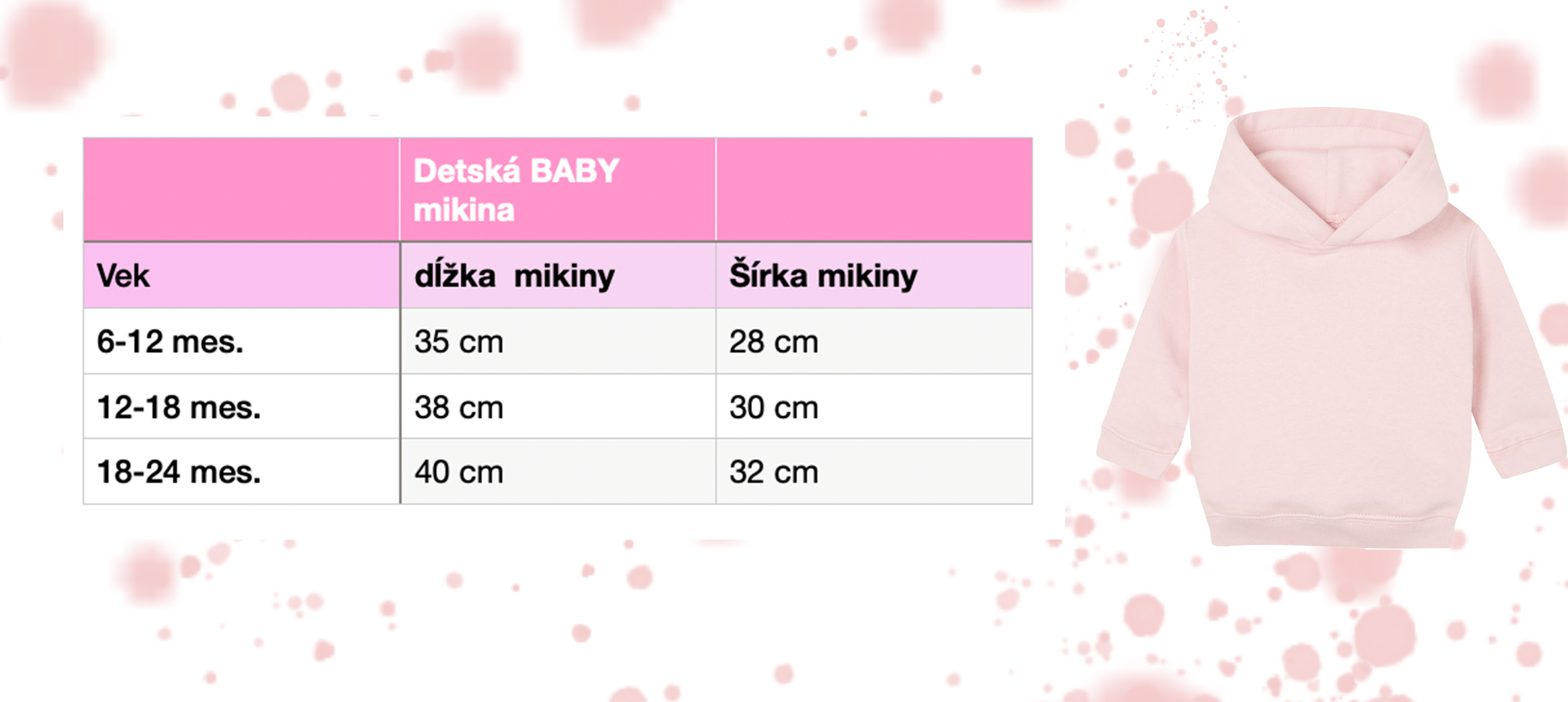 baby mikina tabulka